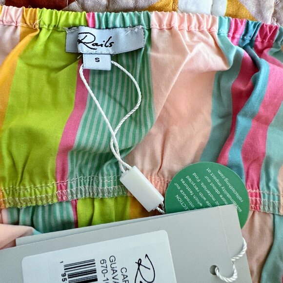 RAILS Carmen Guava Striped Multicolor Smocked Mini Dress Size Small NWT - Picture 5 of 7